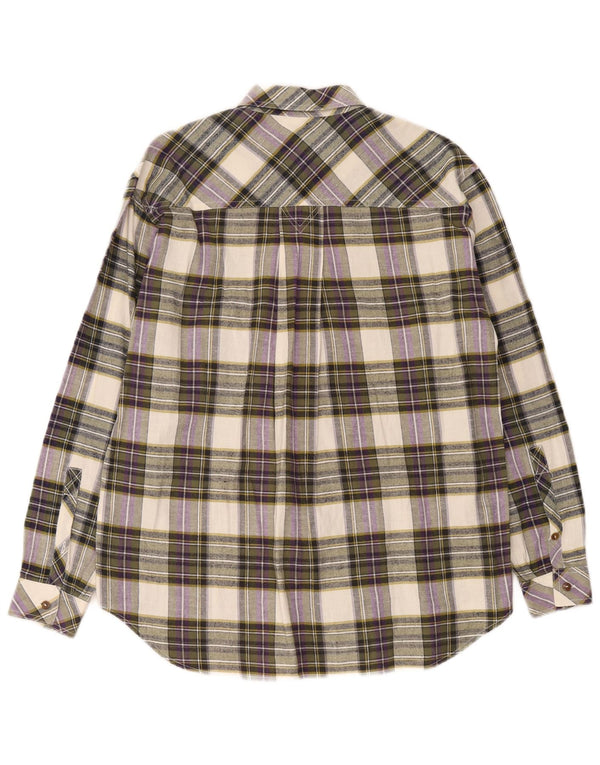 Camicia vintage da uomo in flanella di cotone a quadri multicolore