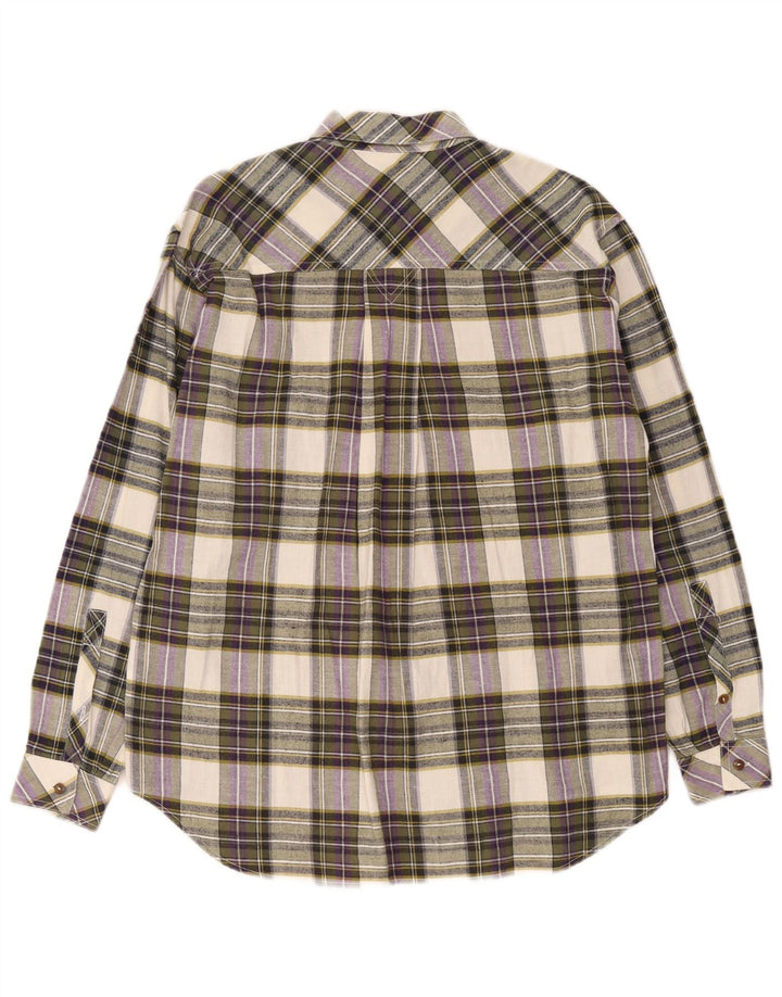 Camicia vintage da uomo in flanella di cotone a quadri multicolore