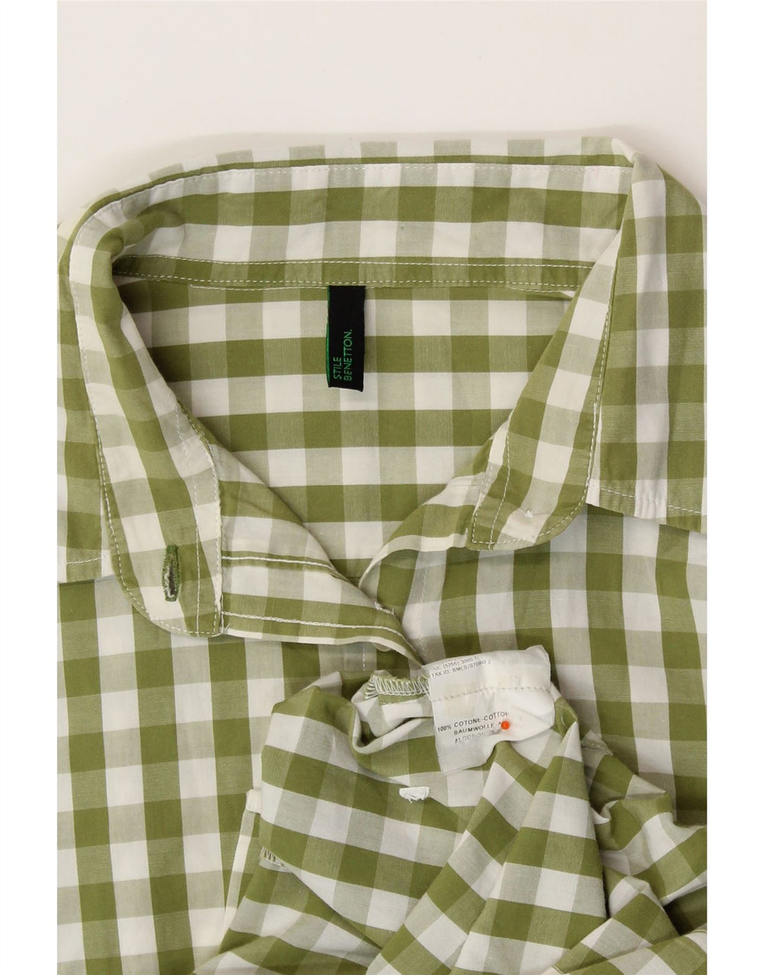 Camicia da donna BENETTON UK 12 Cotone a quadretti verde medio
