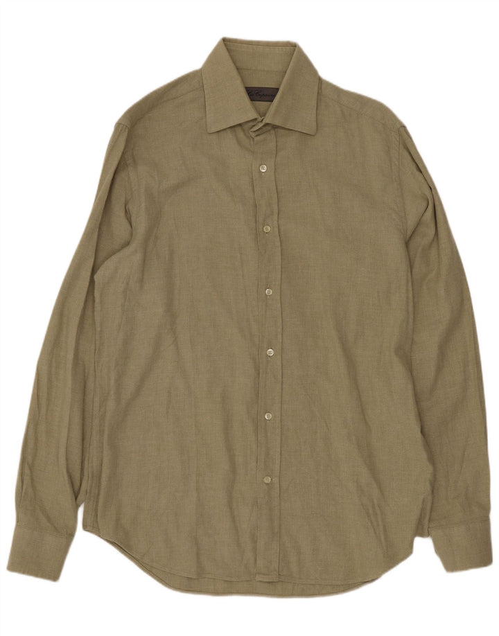 Camicia da uomo vestibilità regolare Les Copains taglia 15 1/2 40 cotone verde medio