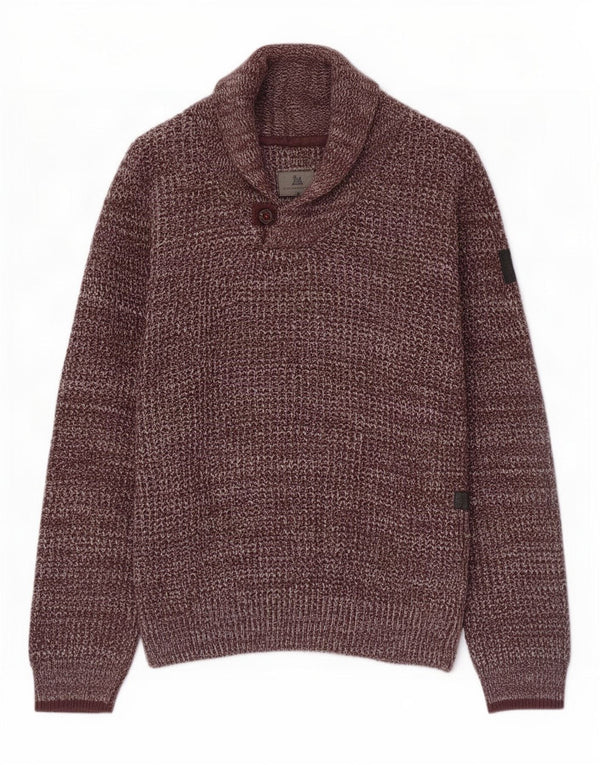 Maglione da uomo G-Star con collo a scialle, grande cotone screziato bordeaux