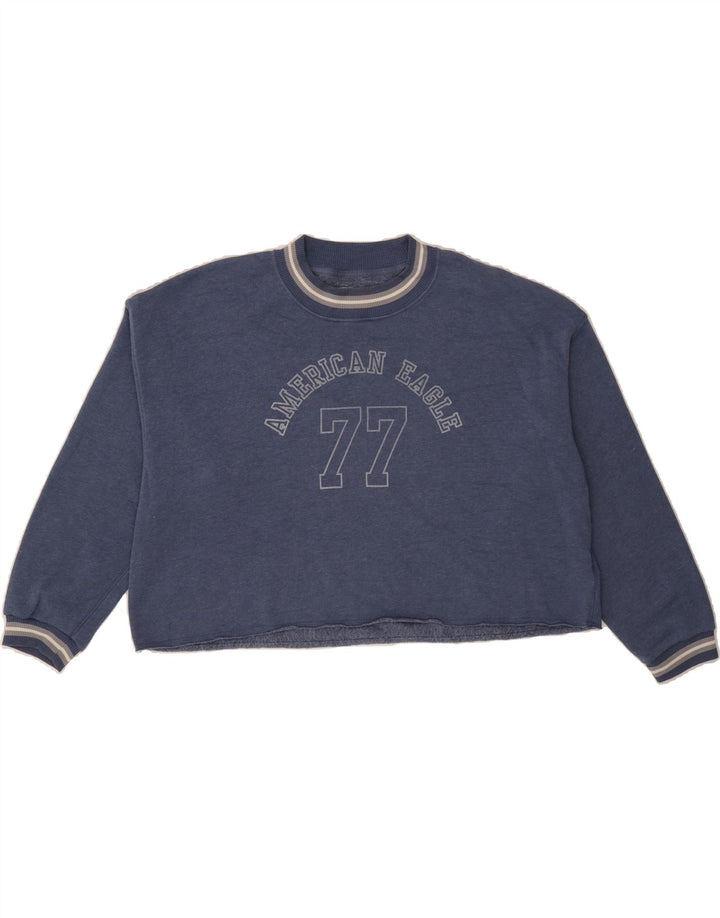 AMERICAN EAGLE Womens Oversized Sweatshirt Jumper UK 10 Small Navy Blue Vintage American Eagle and Second-Hand American Eagle from Messina Hembry 