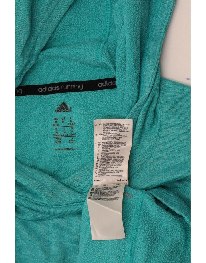 Felpa con cappuccio da corsa da donna Adidas UK 12/14 Poliestere turchese medio