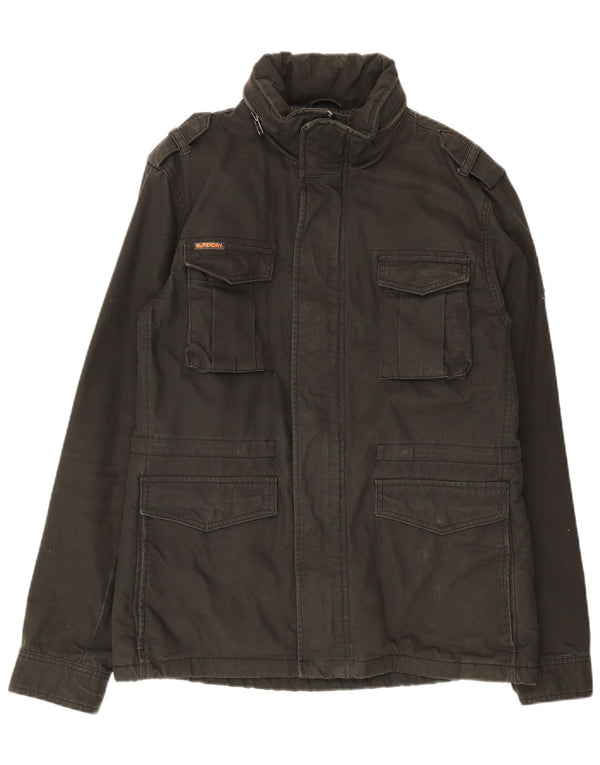 Giacca militare con cappuccio da uomo Superdry UK 40 grande cotone nero