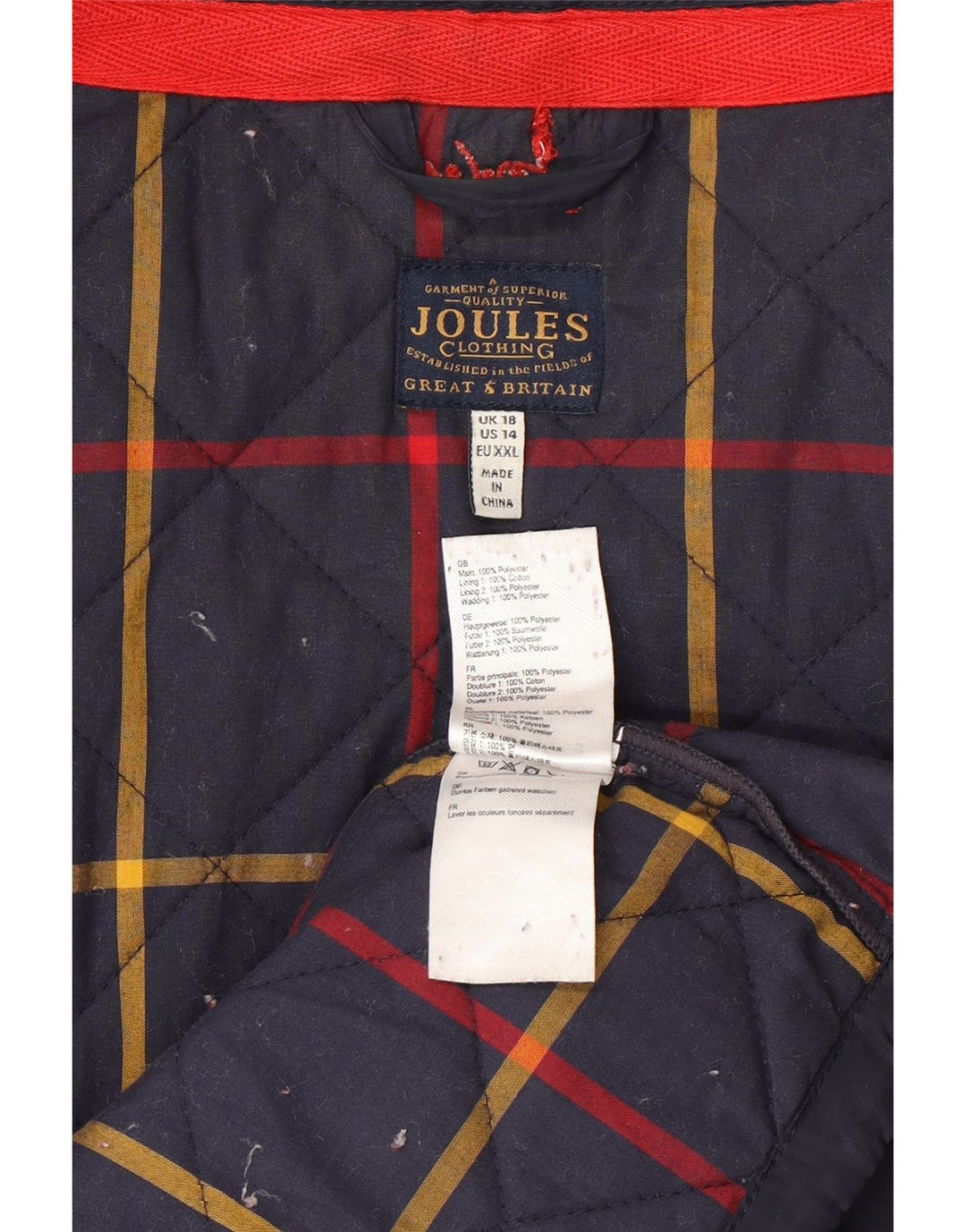 Giacca trapuntata da donna Joules UK 18 XL poliestere blu navy