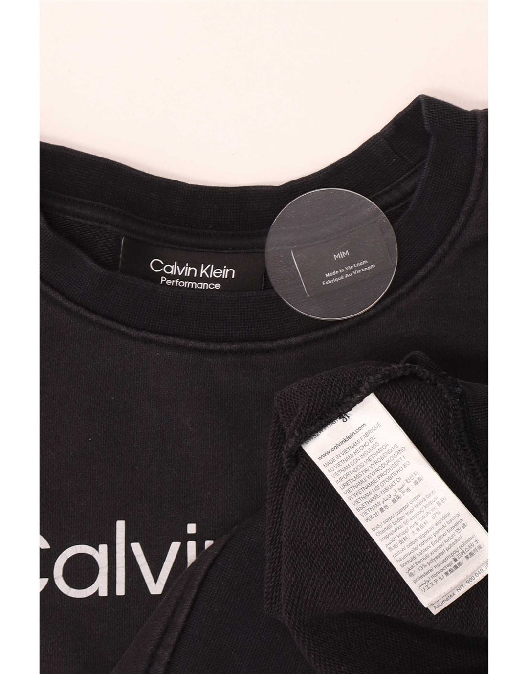 Calvin Klein Donna Graphic Crop Felpa Maglione UK 14 Medio Blu Navy