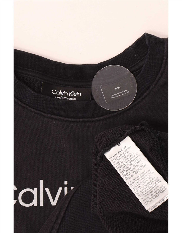 Calvin Klein Donna Graphic Crop Felpa Maglione UK 14 Medio Blu Navy