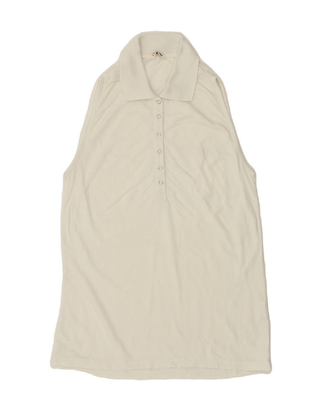 THINK PINK Womens Sleeveless Polo Shirt UK 14 Medium White Cotton Vintage Think Pink and Second-Hand Think Pink from Messina Hembry 