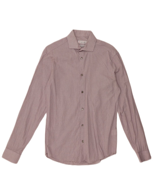 CALVIN KLEIN Camicia da uomo extra slim fit taglia 14 1/2 piccola a righe viola