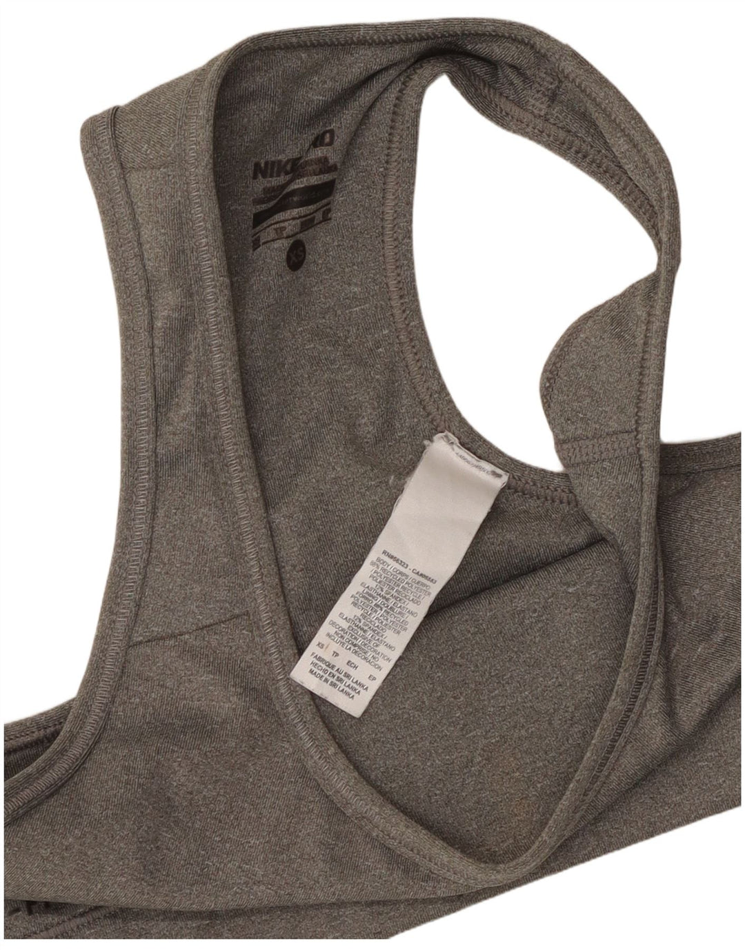 Top reggiseno sportivo Nike Dri Fit da donna XS in poliestere grigio