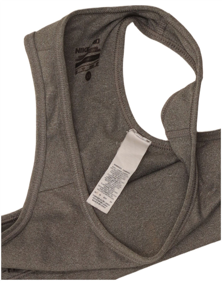 Top reggiseno sportivo Nike Dri Fit da donna XS in poliestere grigio
