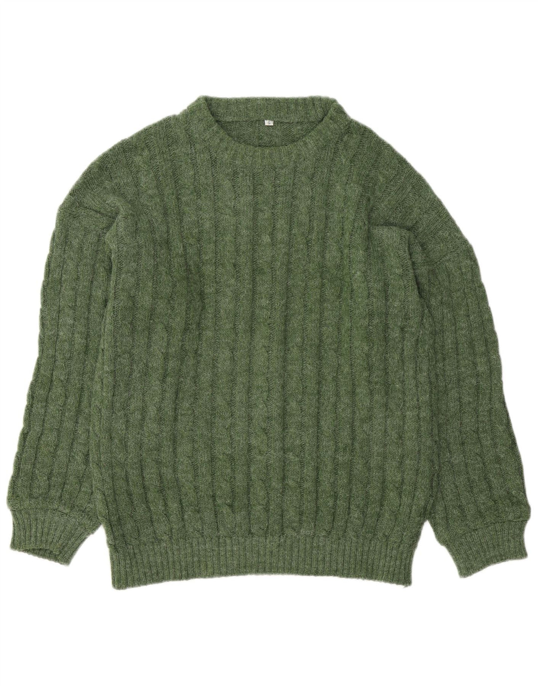 Maglione vintage da uomo girocollo piccolo in lana verde