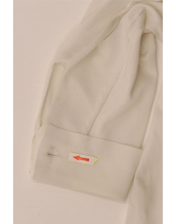 Top camicetta oversize a maniche lunghe vintage da donna UK 16 grande bianco