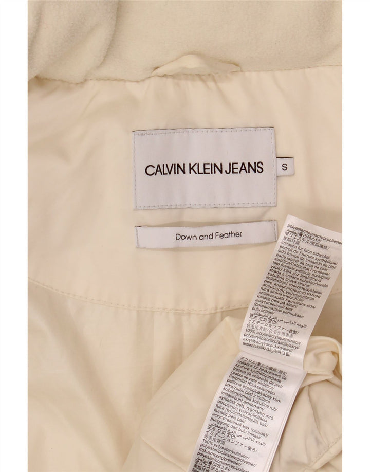 CALVIN KLEIN JEANS Giacca imbottita oversize da donna UK 10 piccola bianco sporco