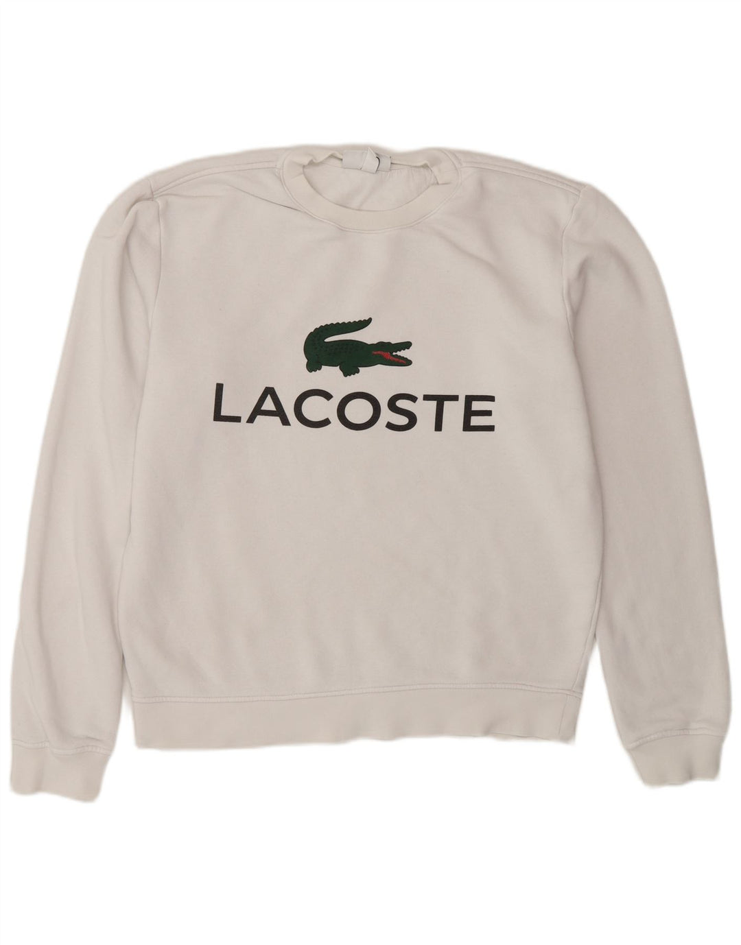 Felpa grafica da uomo Lacoste, taglia 3, piccola, in cotone bianco