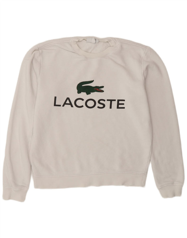Felpa grafica da uomo Lacoste, taglia 3, piccola, in cotone bianco