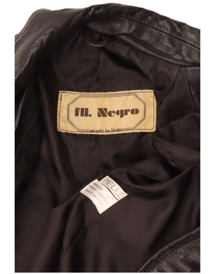 Giacca in pelle da donna vintage UK 8 piccola in pelle nera