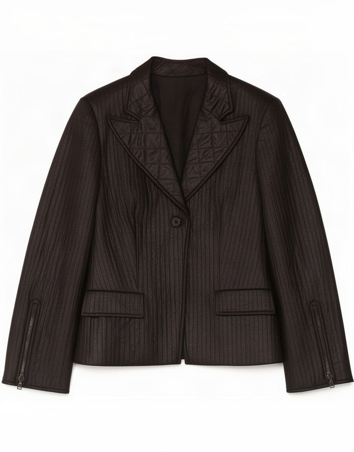 Giacca blazer vintage da donna a 1 bottone IT 48 XL Poliestere nero