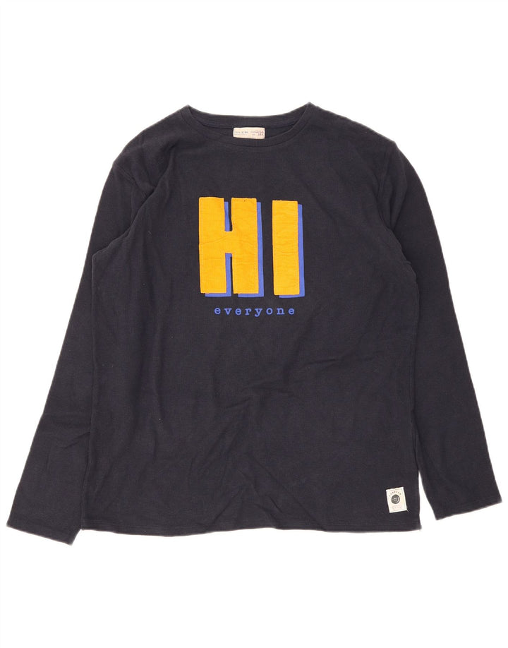 Top grafico Zara da bambino a maniche lunghe 13-14 anni blu navy