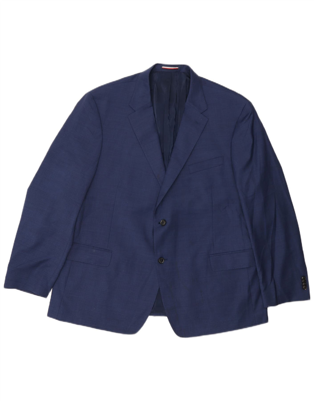 TOMMY HILFIGER Giacca blazer da uomo a 2 bottoni IT 50 Large in lana blu navy