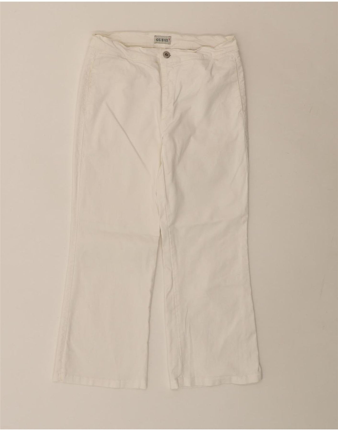 Pantaloni corti dritti da donna GUESS W29 L23 in cotone bianco sporco