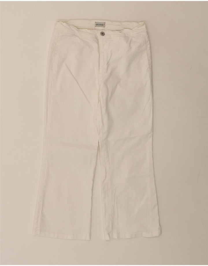 Pantaloni corti dritti da donna GUESS W29 L23 in cotone bianco sporco