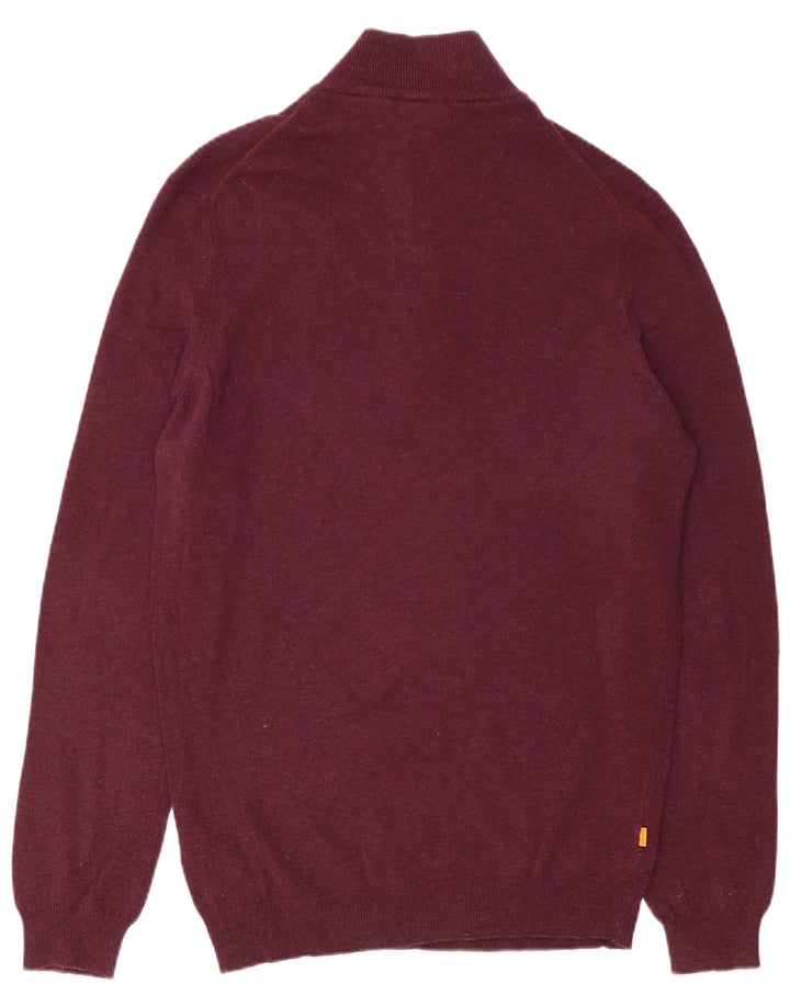 TIMBERLAND Maglione da uomo con zip e collo in lana merino bordeaux medio