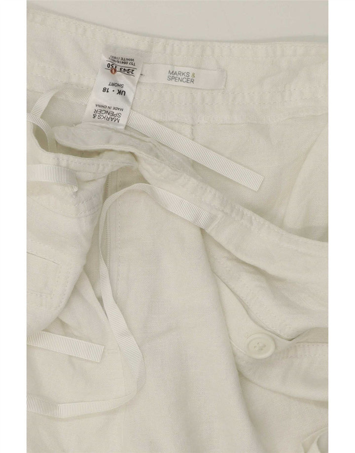 Bermuda da donna Marks & Spencer UK 18 XL W38 Lino bianco