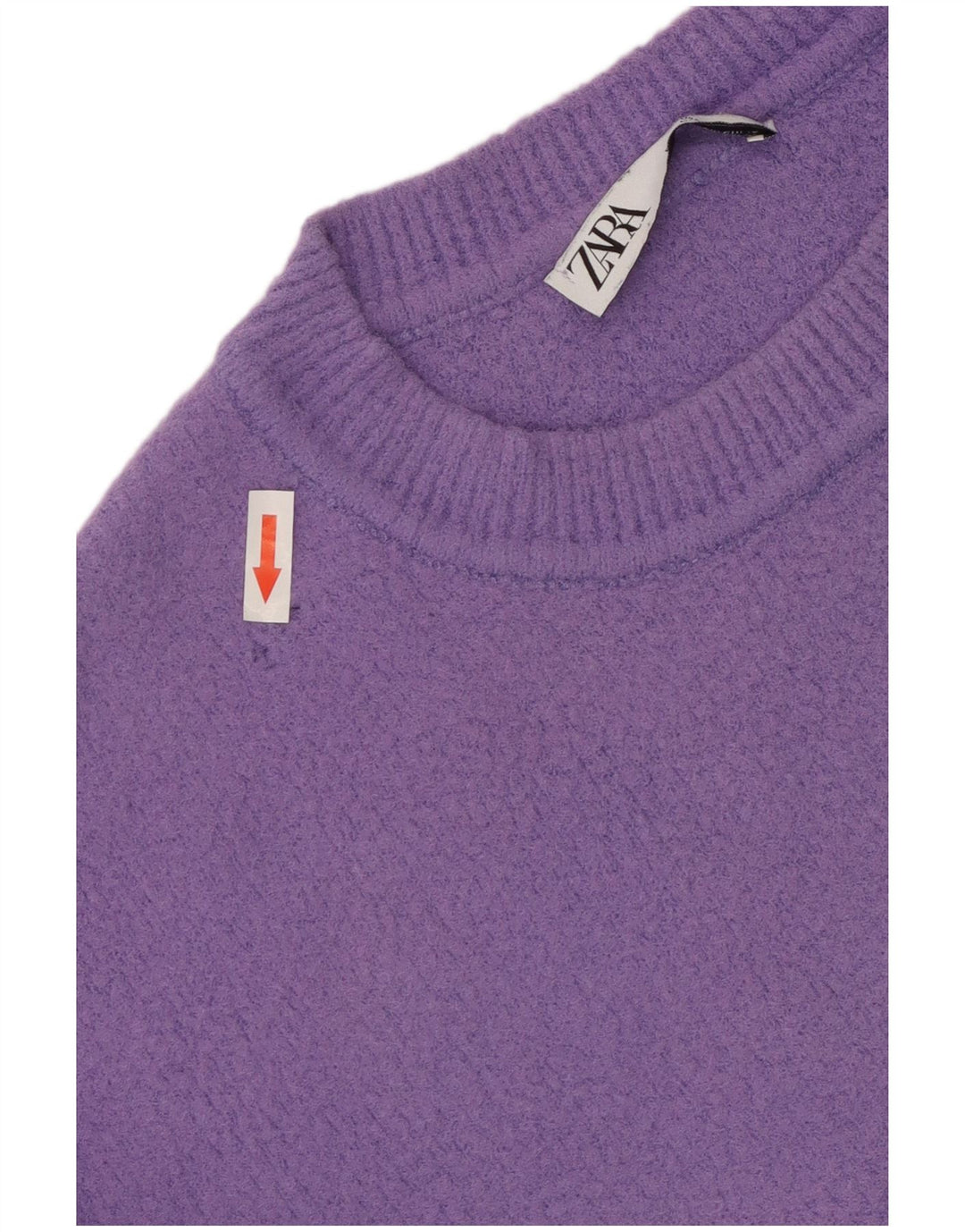 ZARA Donna Maglione Corto Girocollo Oversize Girocollo UK 10 Piccolo Viola