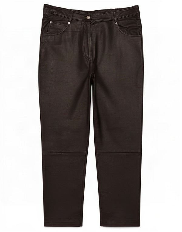 Pantaloni dritti in pelle vintage da uomo W34 L30 neri