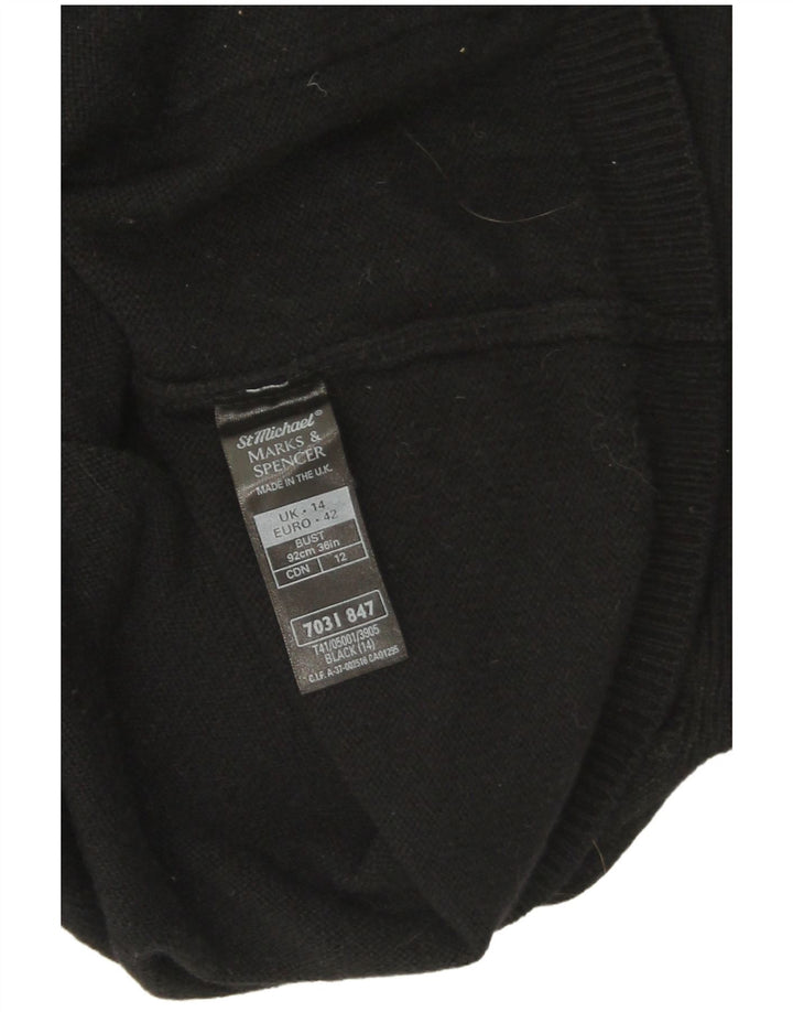 Maglione cardigan da donna Marks & Spencer UK 14 Lana d'agnello nera grande