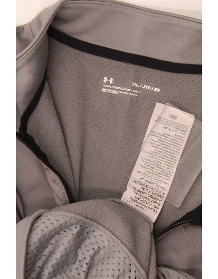 Felpa Under Armour da bambino con zip e collo, 13-14 anni, XL, in poliestere grigio