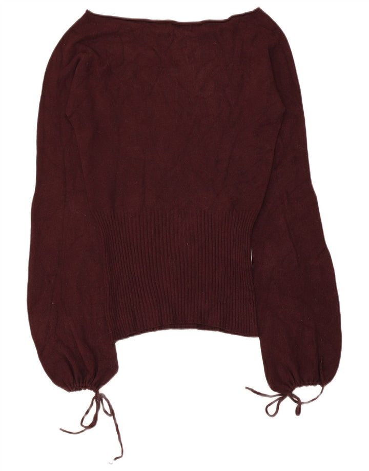 SIMONA BARBIERI Top Twin-Set da donna a maniche lunghe UK 12 Medium Maroon