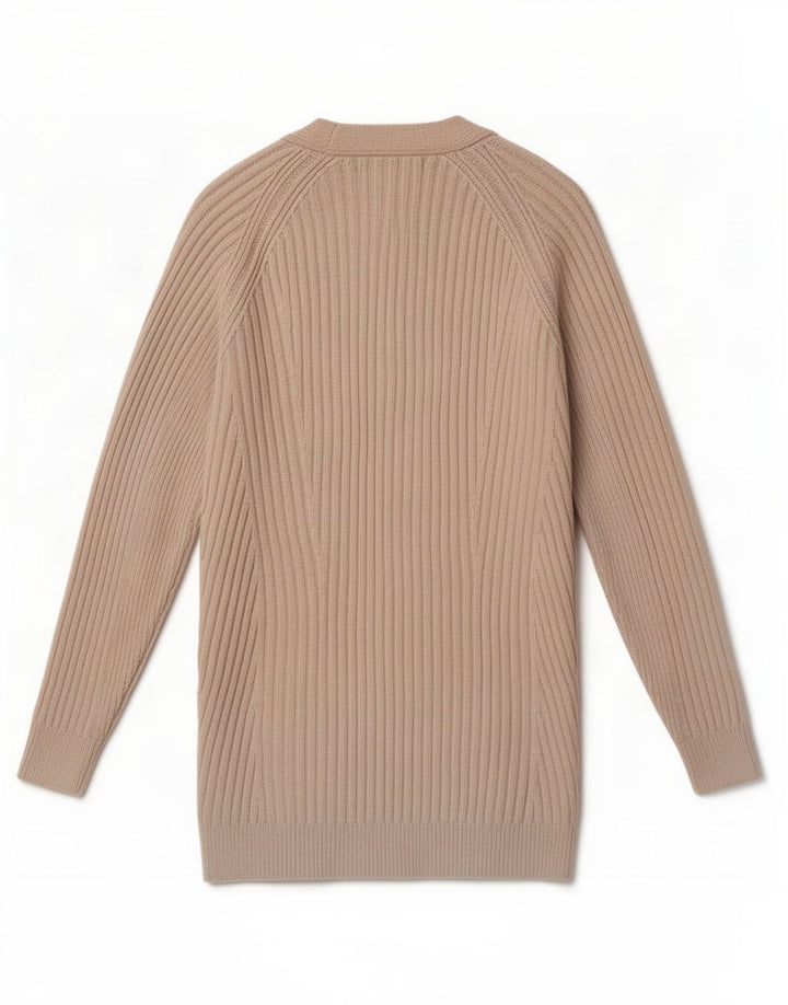 Maglione cardigan aperto da donna Marks & Spencer UK 10 piccolo poliestere beige