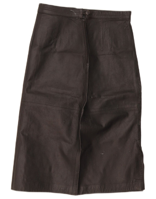 Gonna in pelle vintage da donna W28 media nera