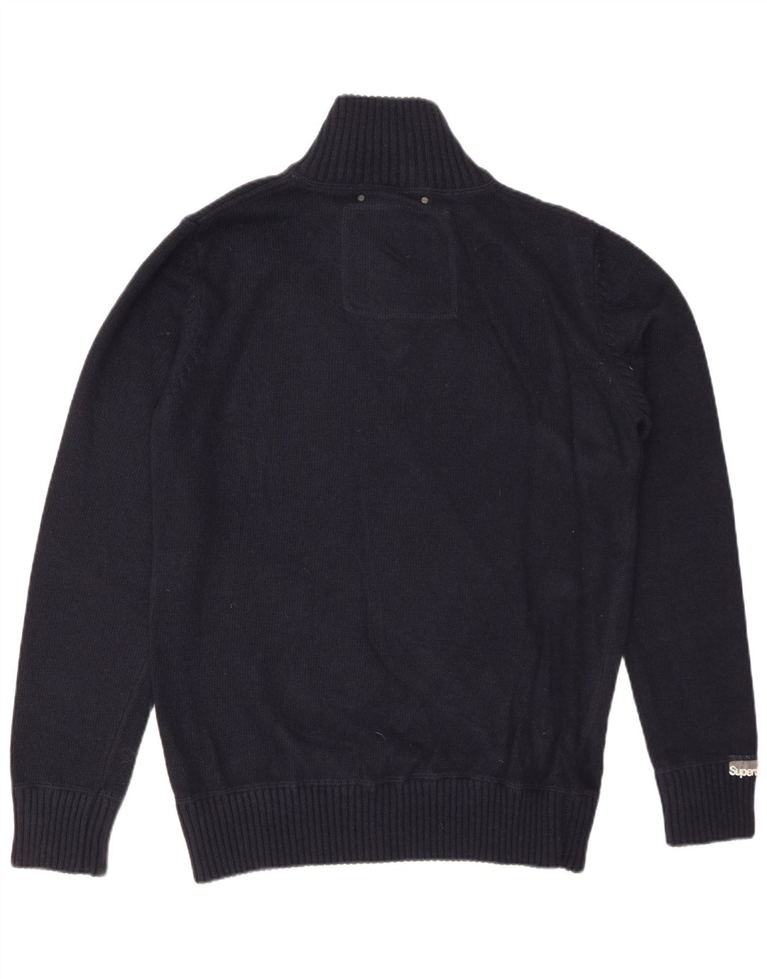 SUPERDRY Mens Zip Neck Jumper Sweater XL Navy Blue Viscose