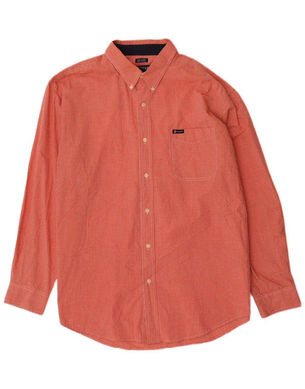 Camicia da uomo Chaps XL in cotone a quadretti arancione