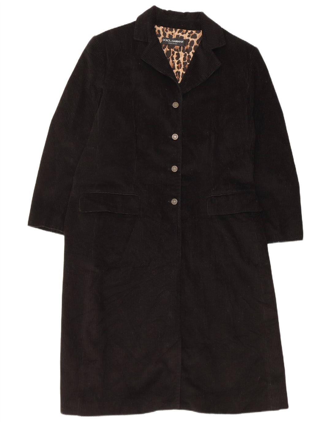 Cappotto in velluto a coste da donna Dolce & Gabbana IT 44 cotone nero medio classico