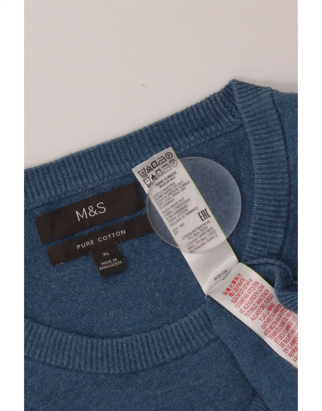 Maglione maglione girocollo da uomo Marks & Spencer XL in cotone blu