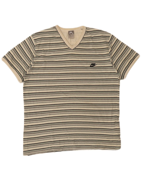 T-shirt da uomo Nike Top UK 45/47 XL cotone a righe beige