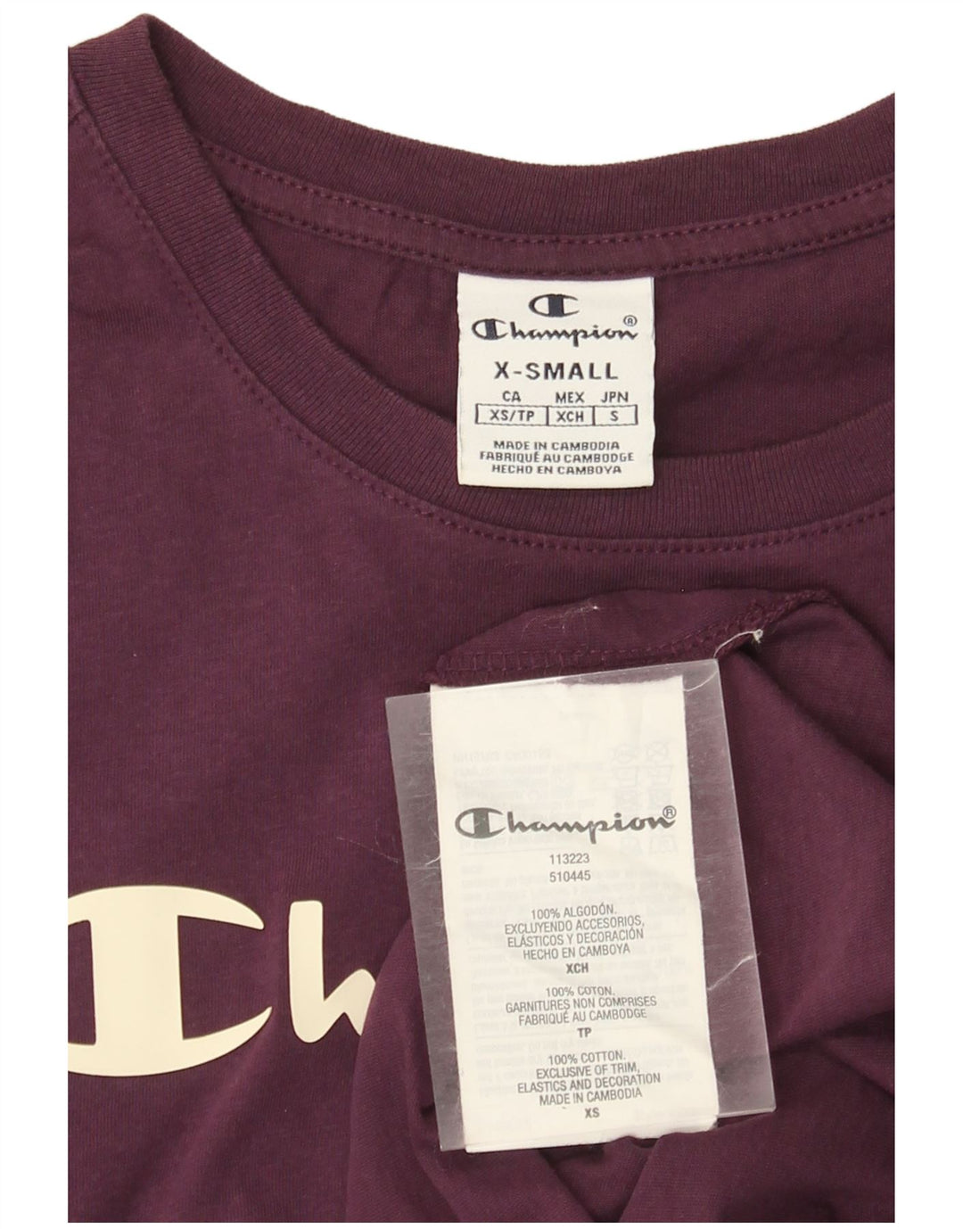 T-shirt grafica da donna Champion Top UK 6 XS cotone viola