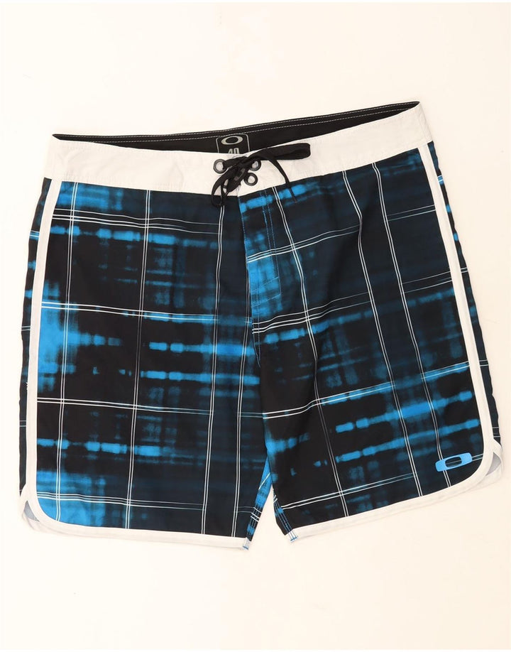 Pantaloncini da bagno da uomo Oakley XL in poliestere a quadri blu navy
