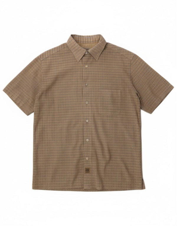 Camicia a maniche corte da uomo Think Pink a quadri beige medio