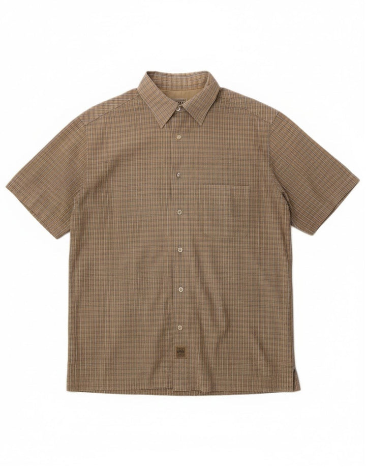 Camicia a maniche corte da uomo Think Pink a quadri beige medio