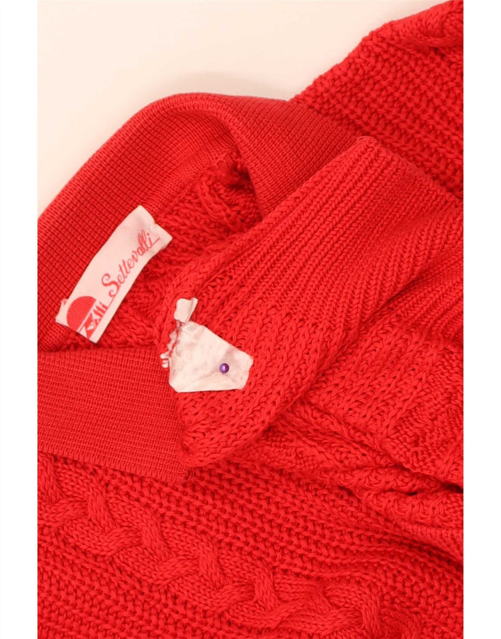 Maglione vintage da uomo con collo alto, grande cotone rosso