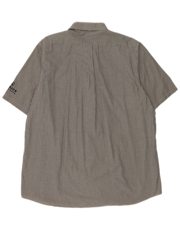 PRINGLE Camicia a maniche corte da uomo XL in cotone a quadretti nero