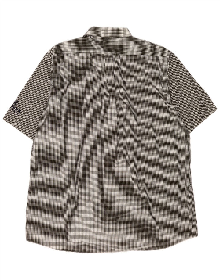 PRINGLE Camicia a maniche corte da uomo XL in cotone a quadretti nero