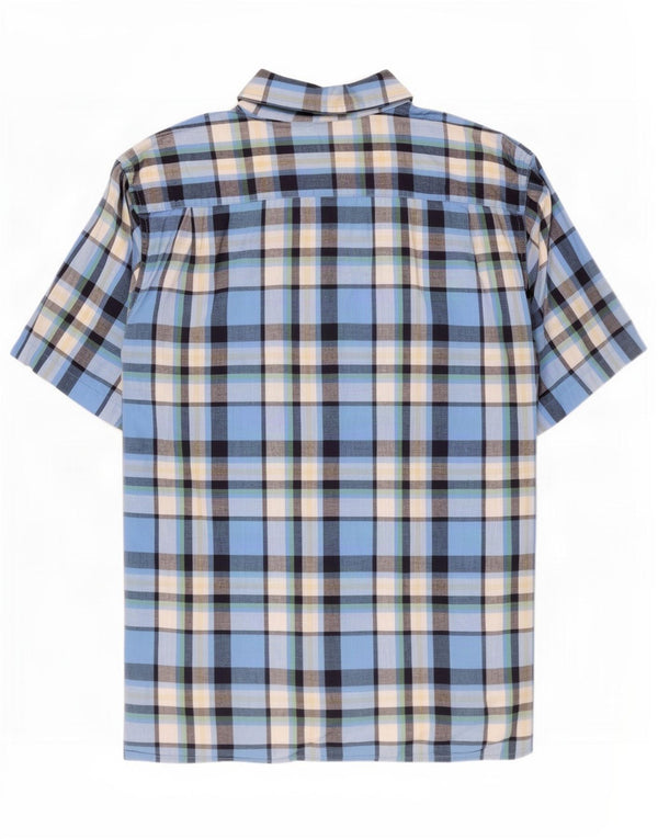 Camicia a maniche corte da uomo Wrangler in cotone a quadri blu medio