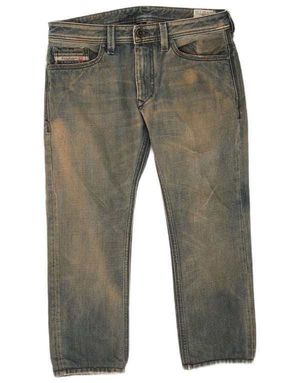 Jeans uomo Diesel Thanaz cropped W32 L24 cotone blu