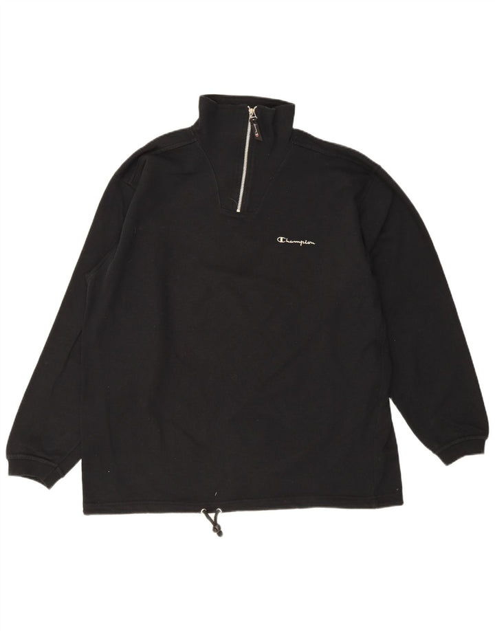 Felpa Champion da uomo con zip e collo, maglione XL, cotone nero